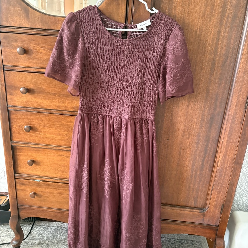 Bohme Burgundy smocked Dress